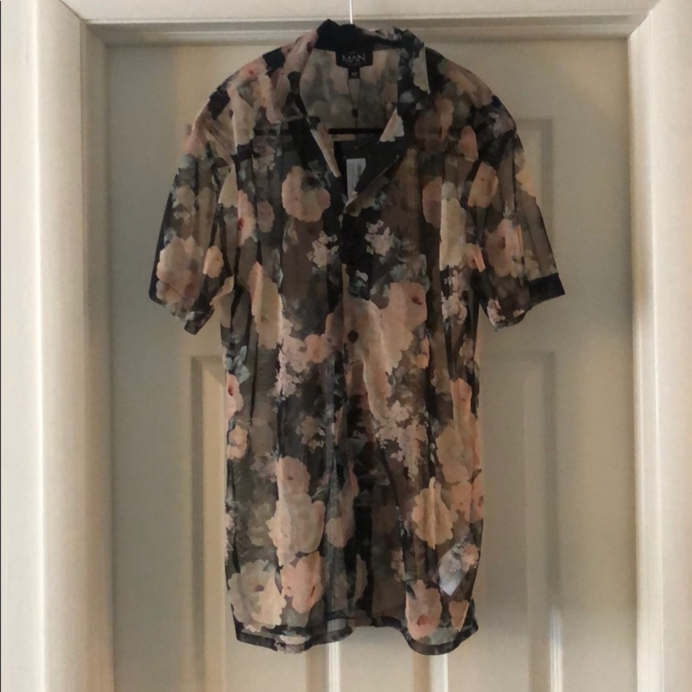 Mesh Short Sleeve Button Up